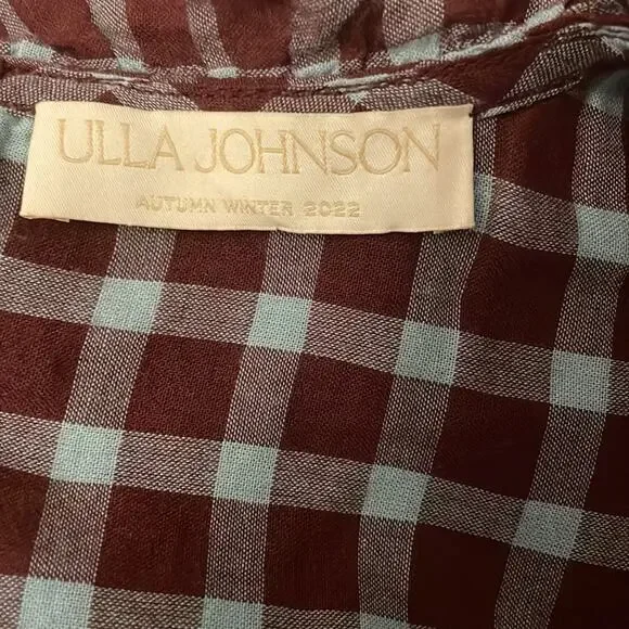 Ulla Johnson Long Sleeve Mini Dress Purple Plaid Size 2 Retails $425 - Picture 6 of 12